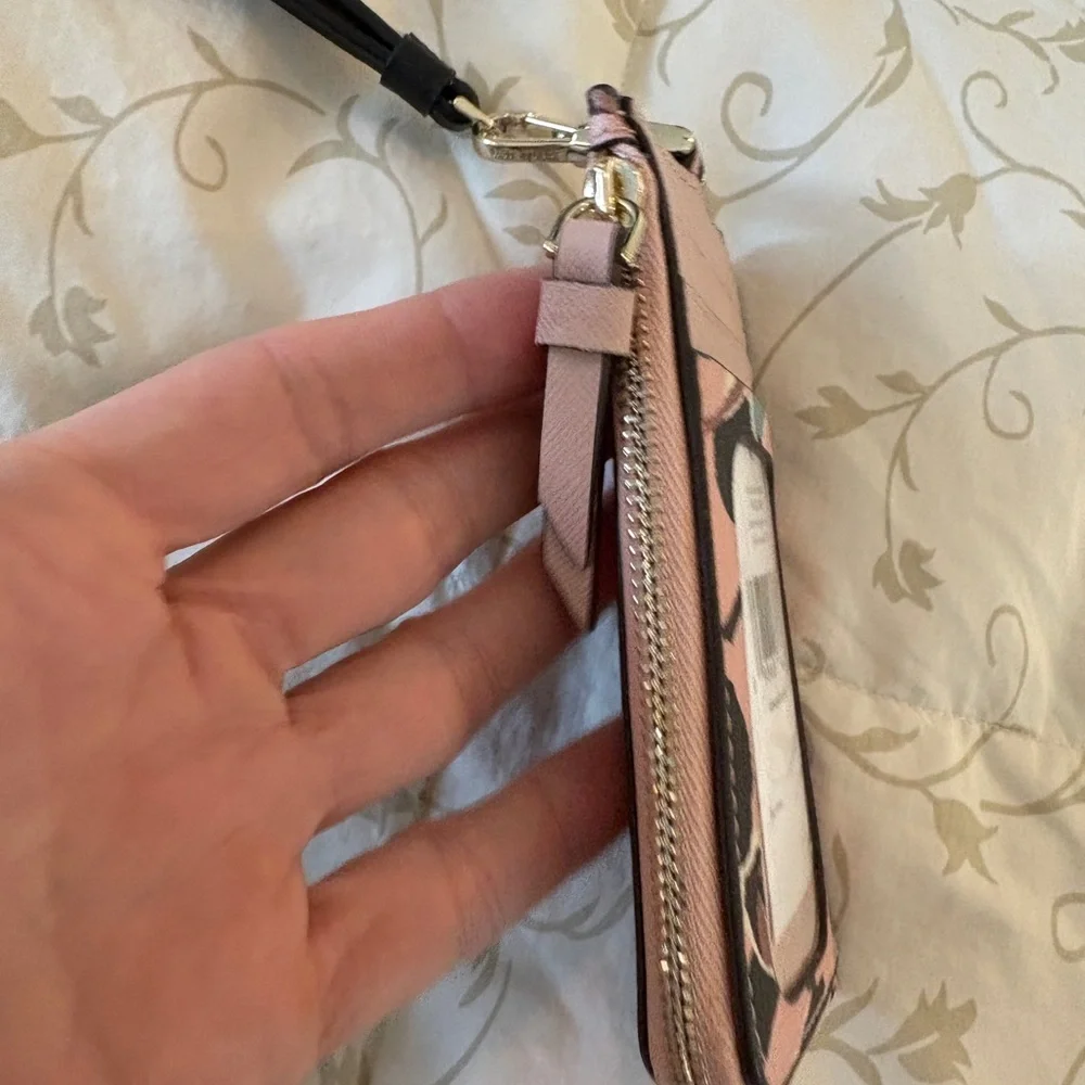 NWT Kate‎ Spade Card Case Lanyard Cameron Paper Rose Pink Multi Wallet ID Holder